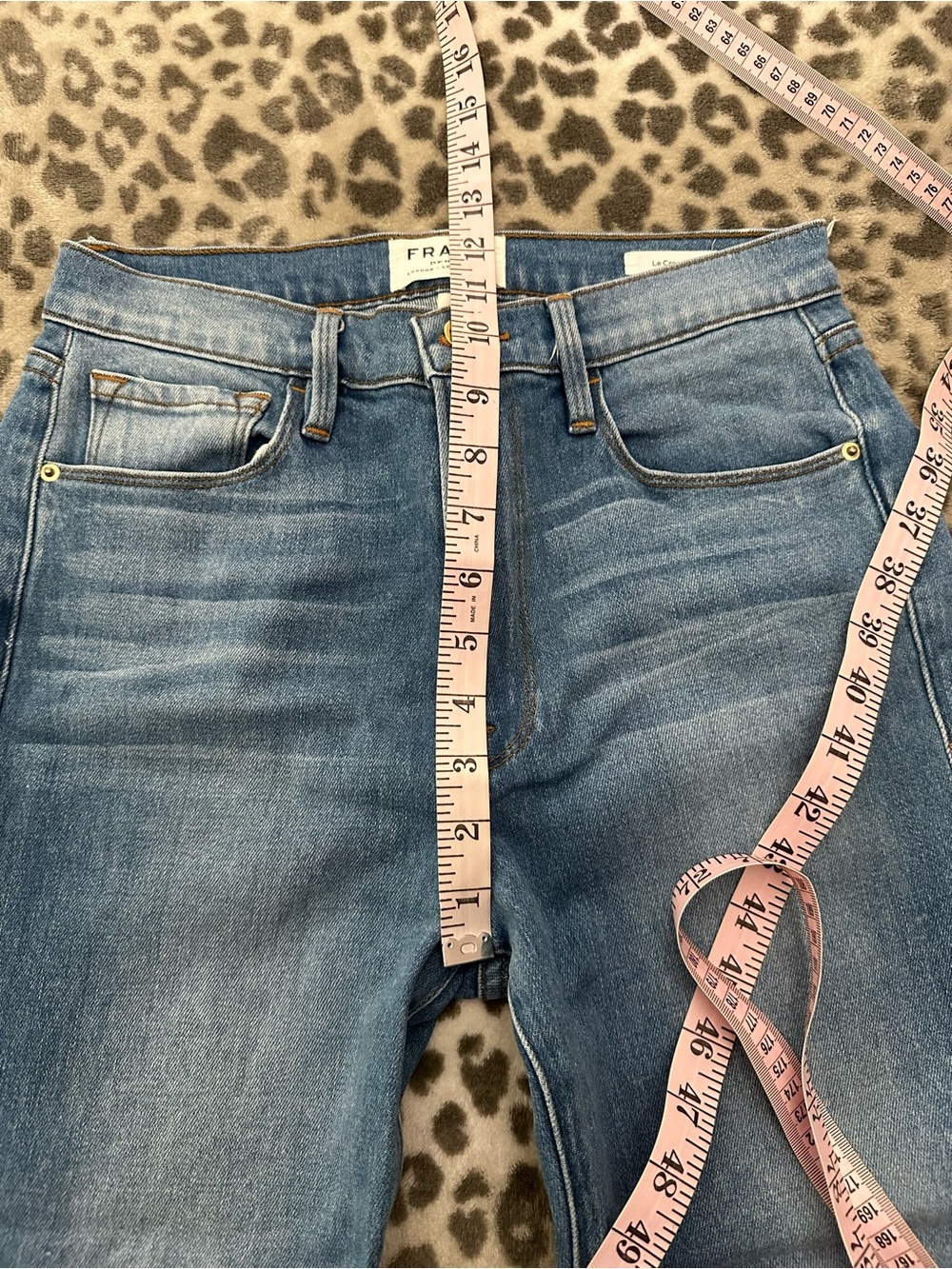 Frame Denim High Waisted Le Crop Flare in Opus Blue Wash Size 27 - Picture 12 of 16